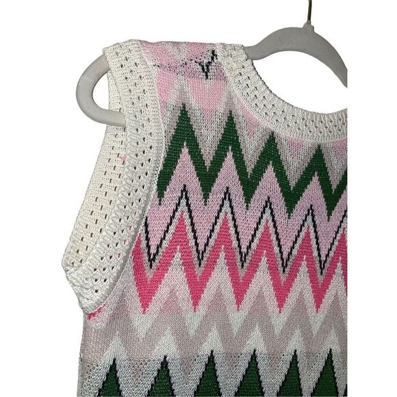 Vintage Mod Chevron Zig Zag Knit Sheath Mini Dress - Picture 5 of 13